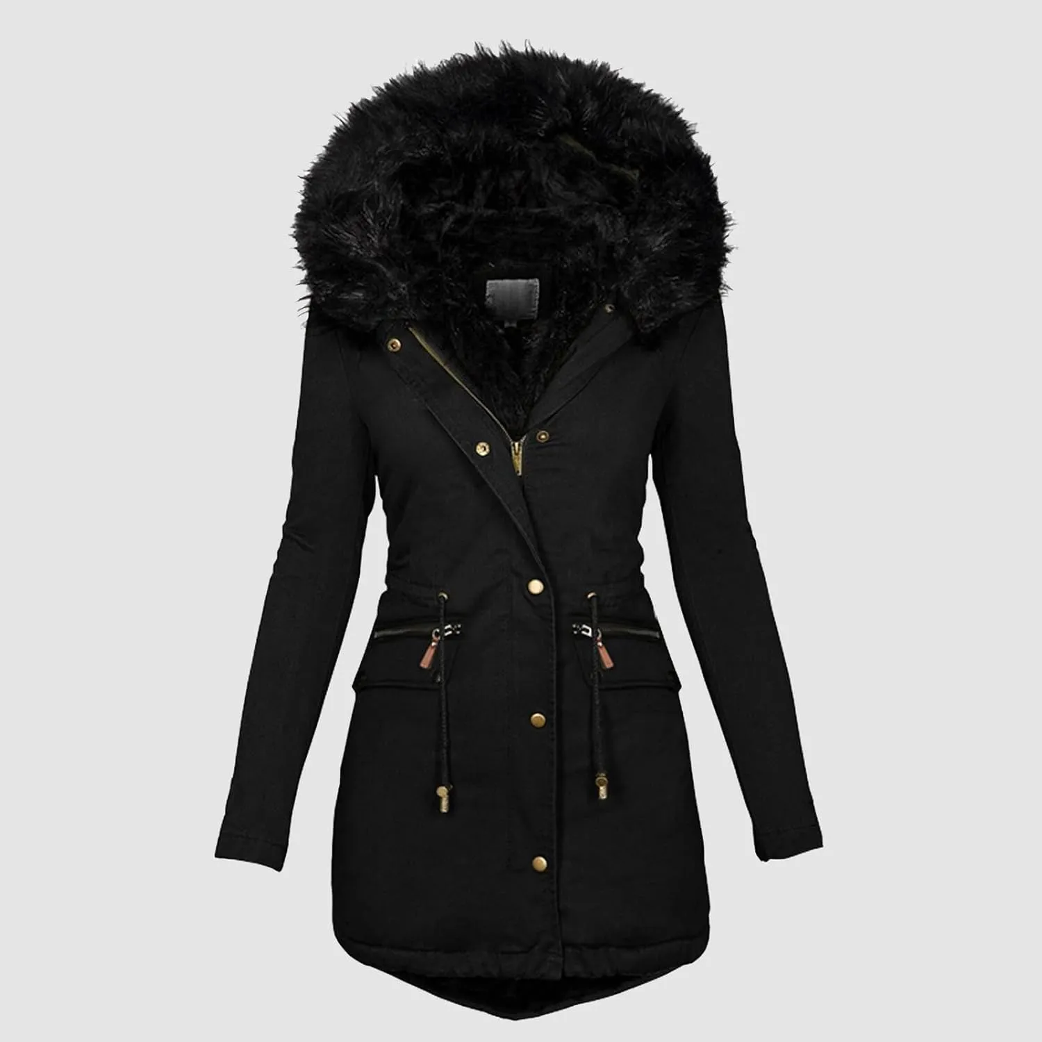 cooki Womens Winter Coats Women Warm Hooded Outerwear Solid Thick Padded Jacket Loose Fleece Oversized Hooded Coat Jackets