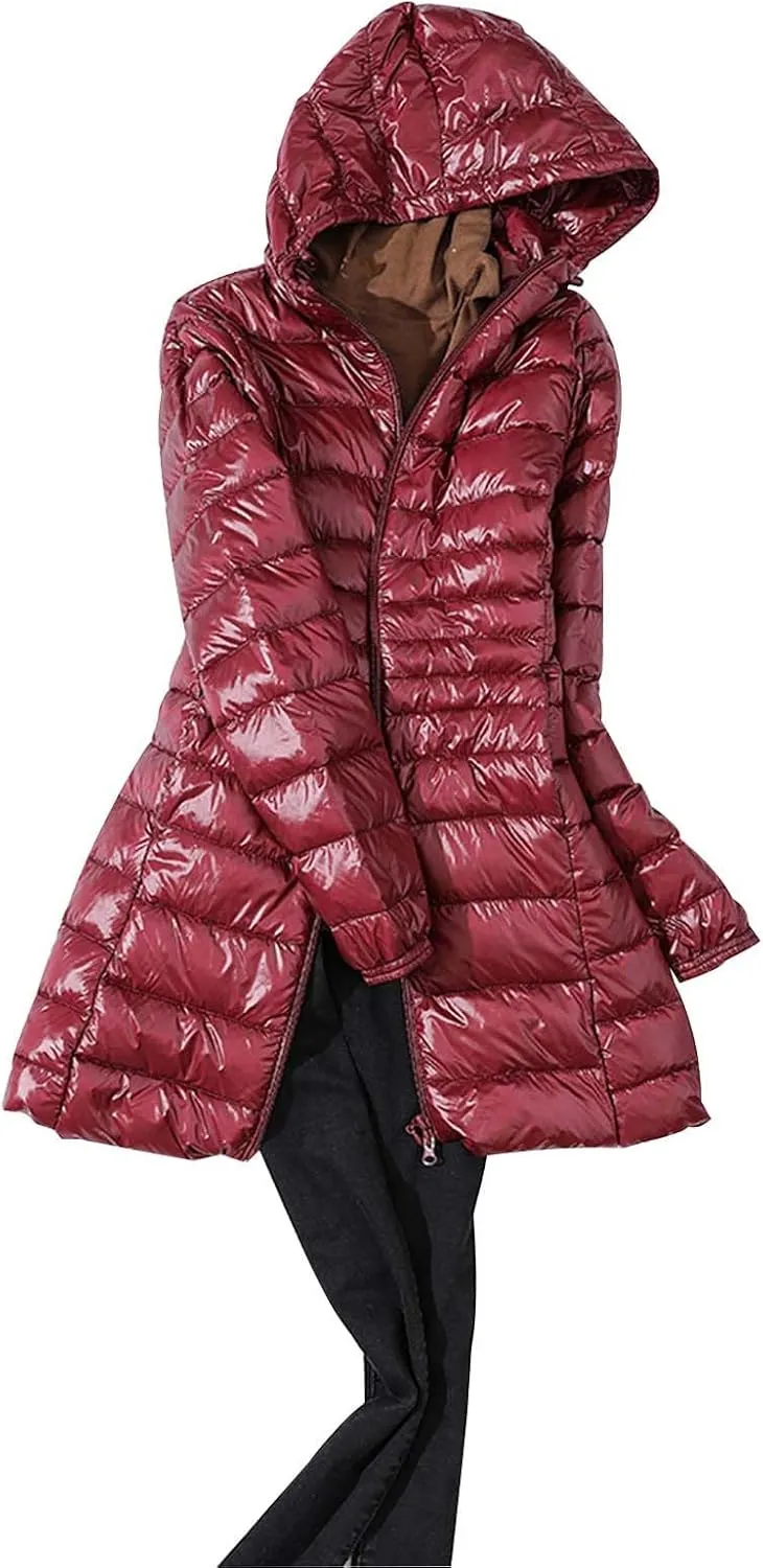 cooki Womens Winter Coats Women's Packable Ultra Light Weight Short Down Jacket Wram Windproof Turtleneck Long Down Jacket