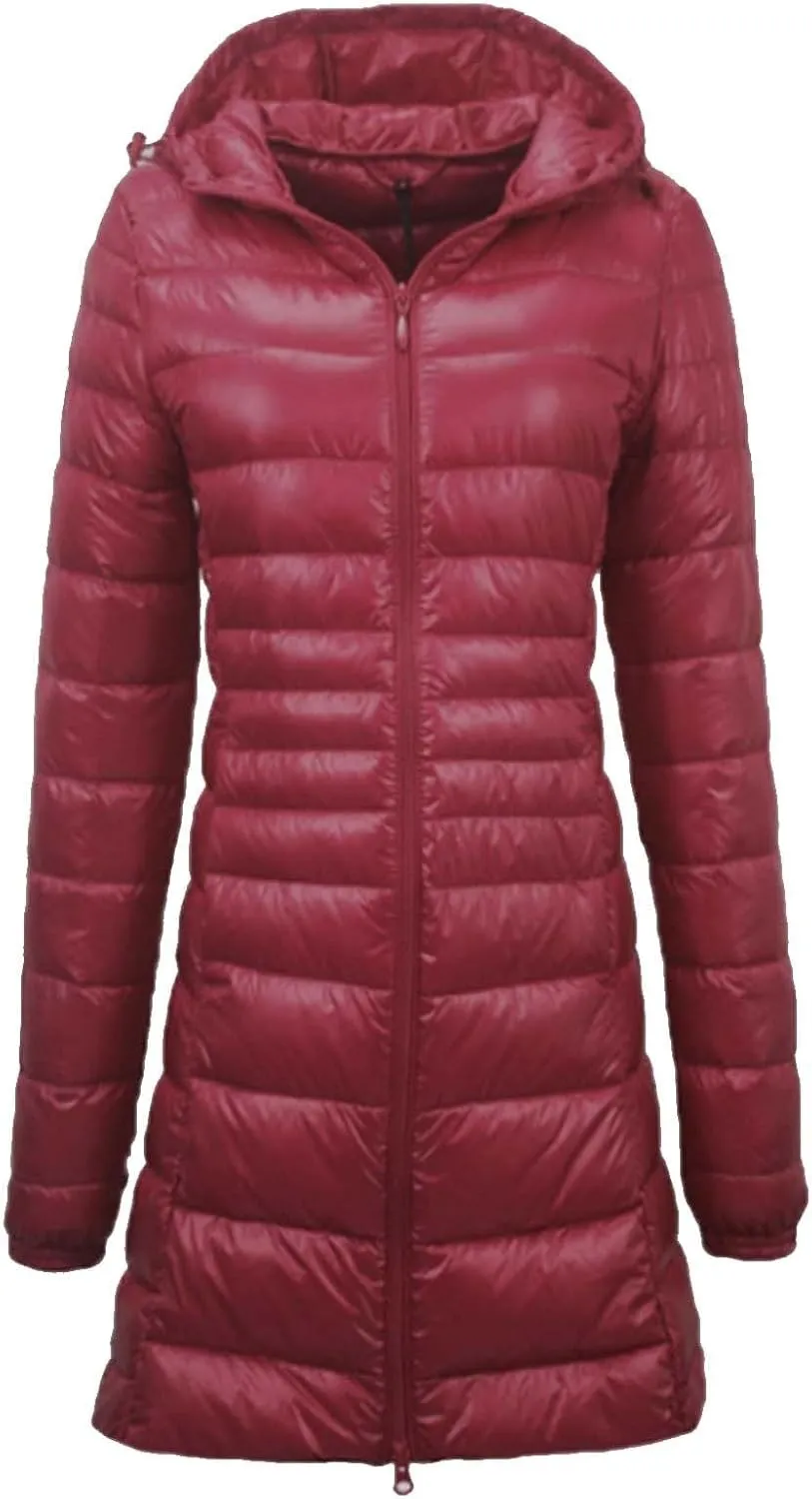 cooki Womens Winter Coats Women's Packable Ultra Light Weight Short Down Jacket Wram Windproof Turtleneck Long Down Jacket