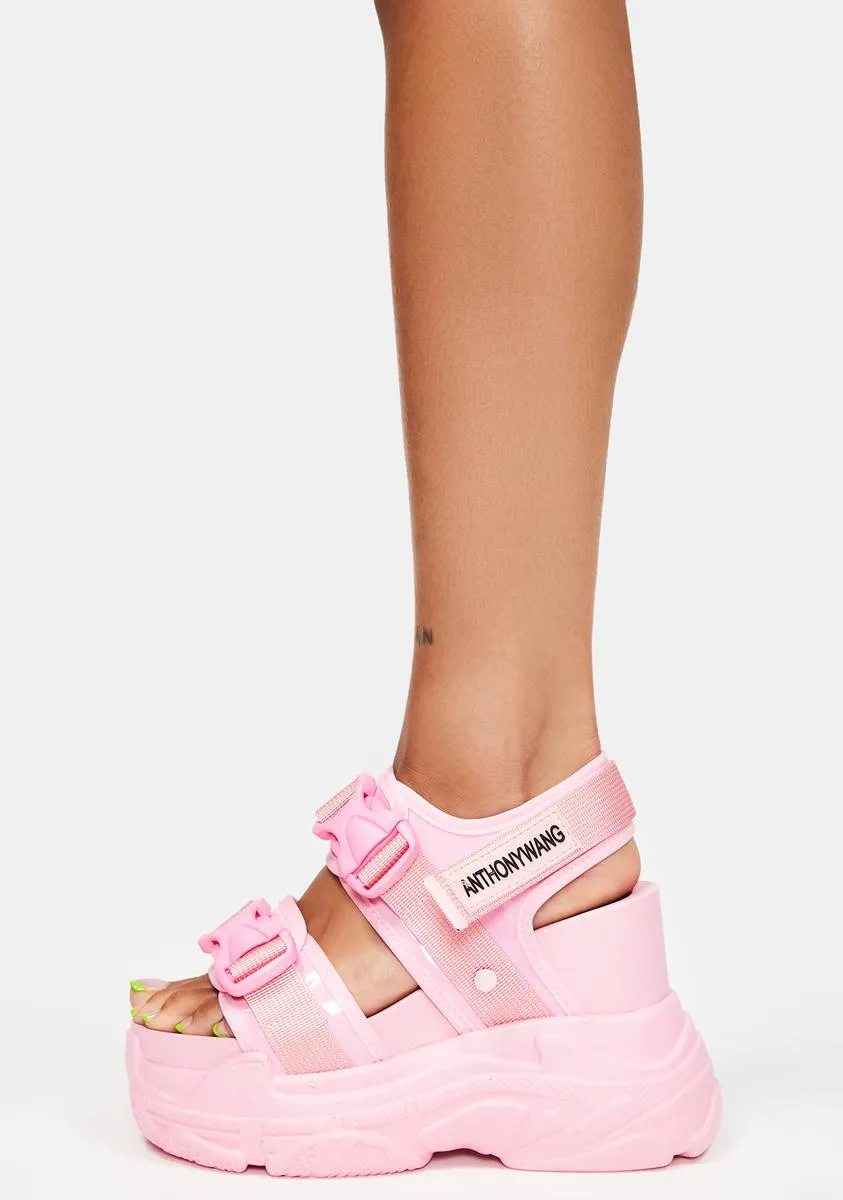 Coral Peach Platform Sandals