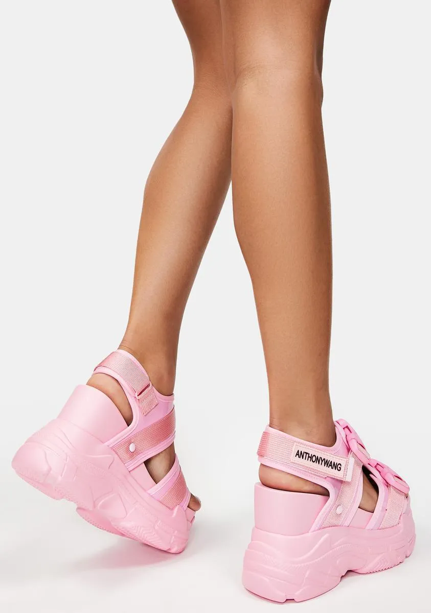 Coral Peach Platform Sandals