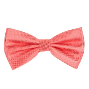 Coral Red Pin Dot Pre-Tied Bow Tie Set with Matching Pocket Square