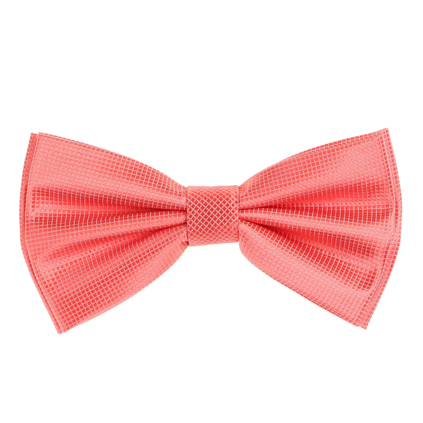 Coral Red Pin Dot Pre-Tied Bow Tie Set with Matching Pocket Square