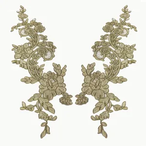 Corded Floral Applique Embroidered on 100% Polyester Net | Lace USA - 96434W