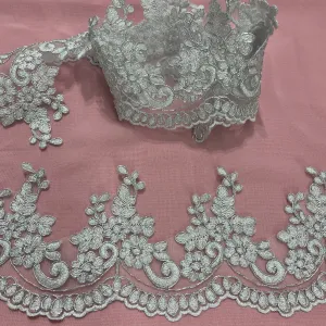 Corded Lace Trimming Embroidered on 100% Polyester Net Mesh | Lace USA - 96988W