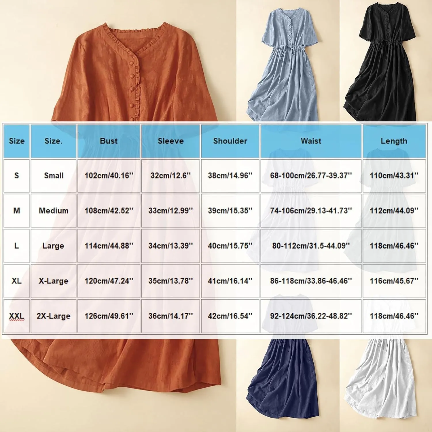 Cotton Dresses for Women 2025 Casual Short Sleeve Linen Dresses Summer Button Down Midi Dress Drawstring Beach Dress