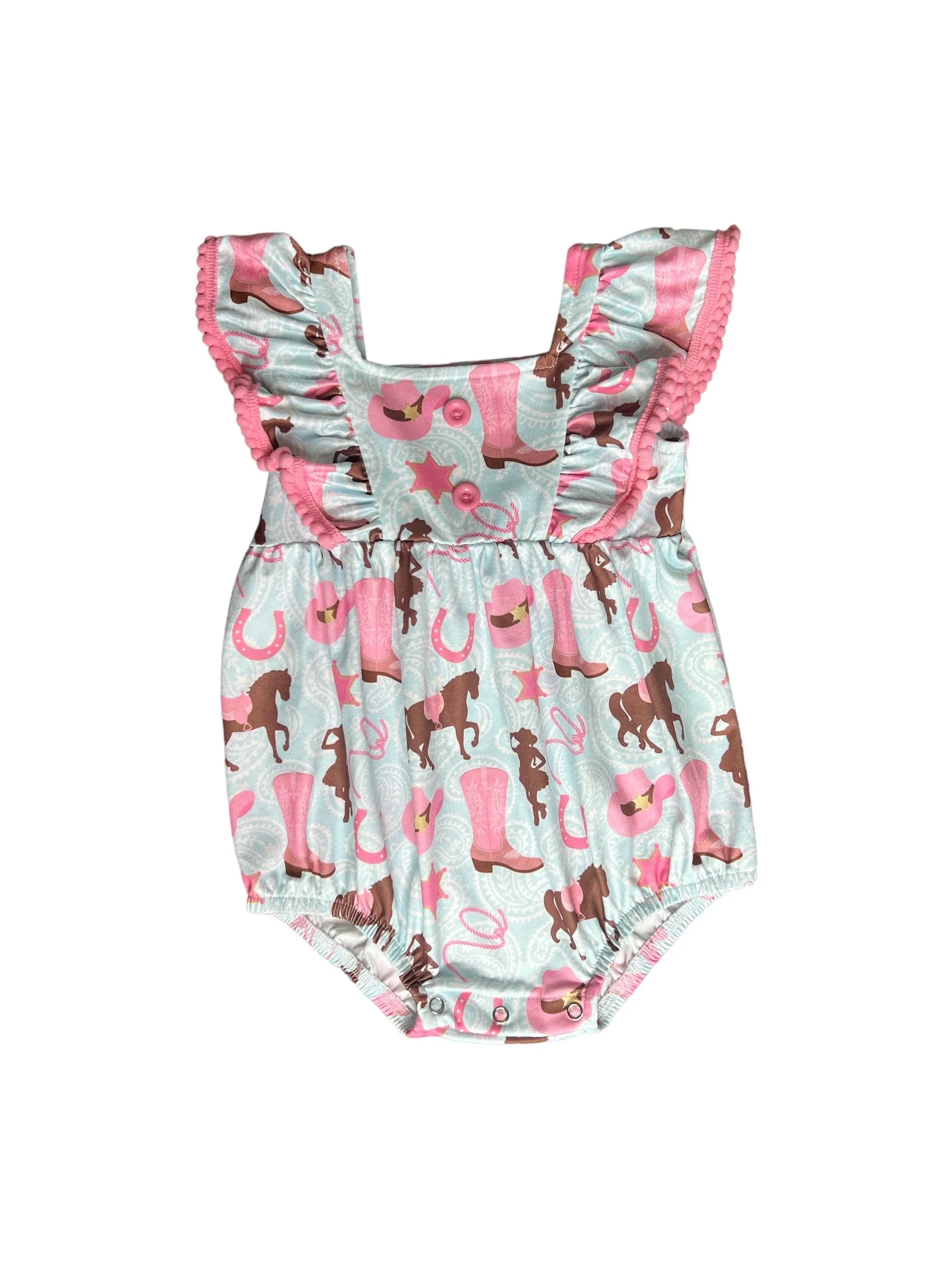 Cowgirl Teal Romper Baby (0-18M)