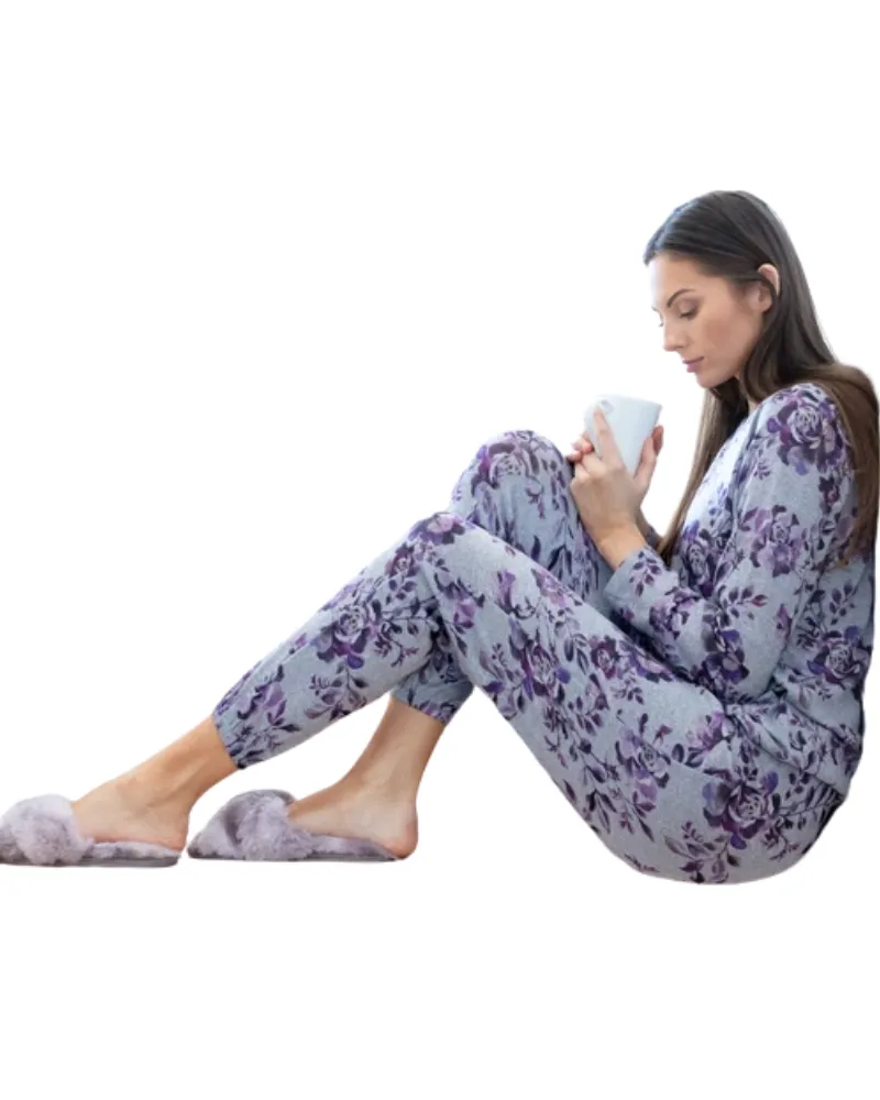 CPJ07034 Purple Blossom Modal Pajamas Set