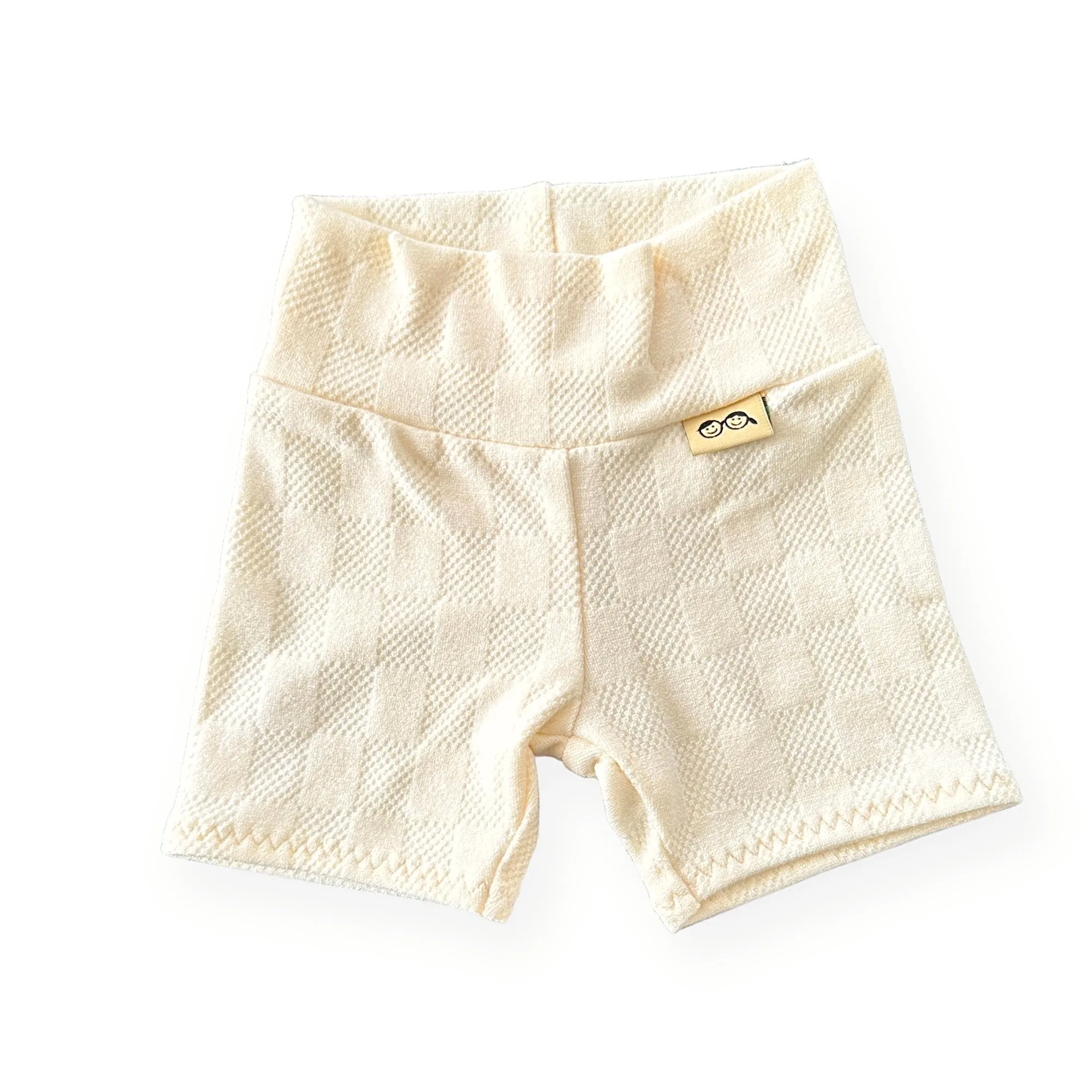 Cream Checkers Biker Shorts