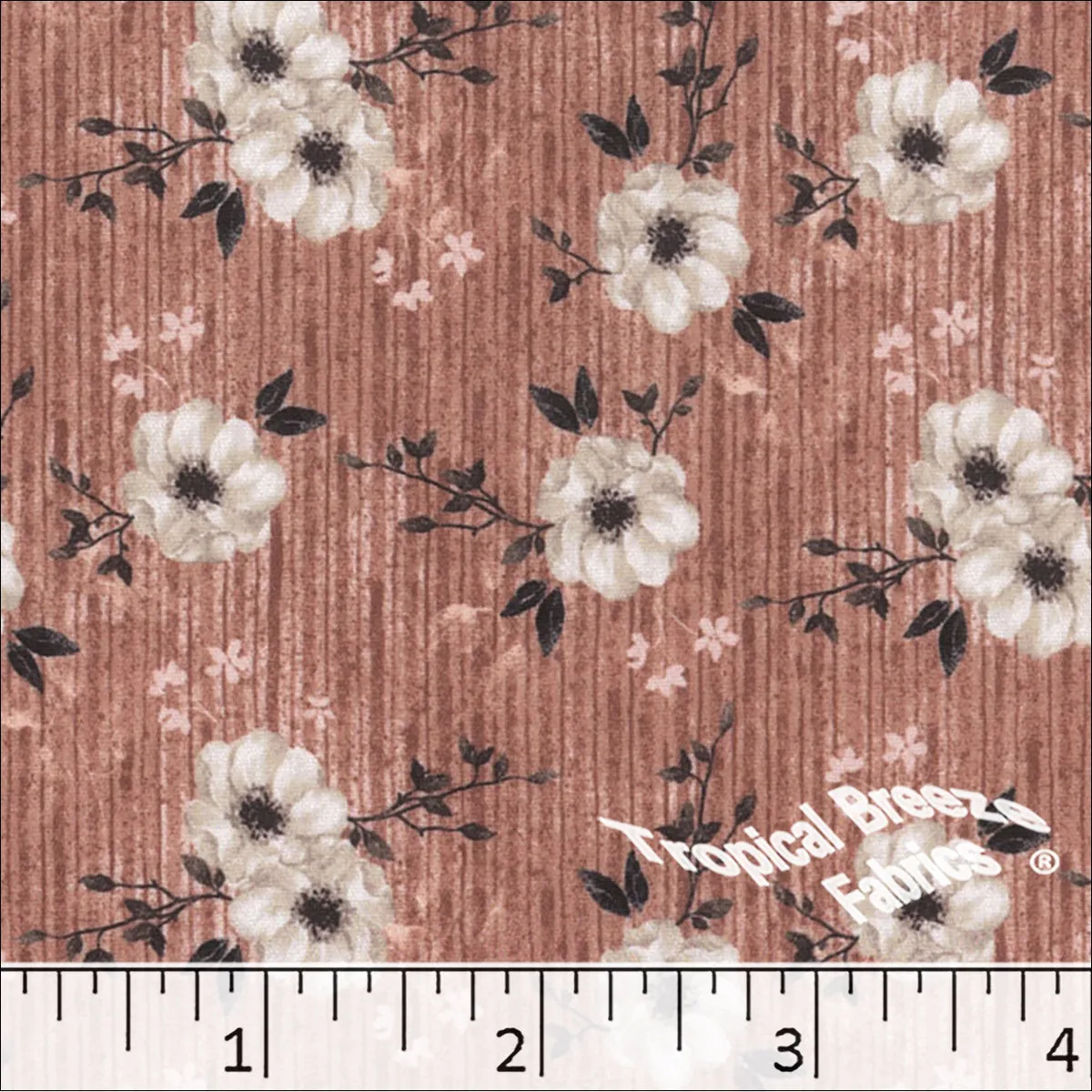 Crinkle Creme Floral Print Polyester Fabric 042511