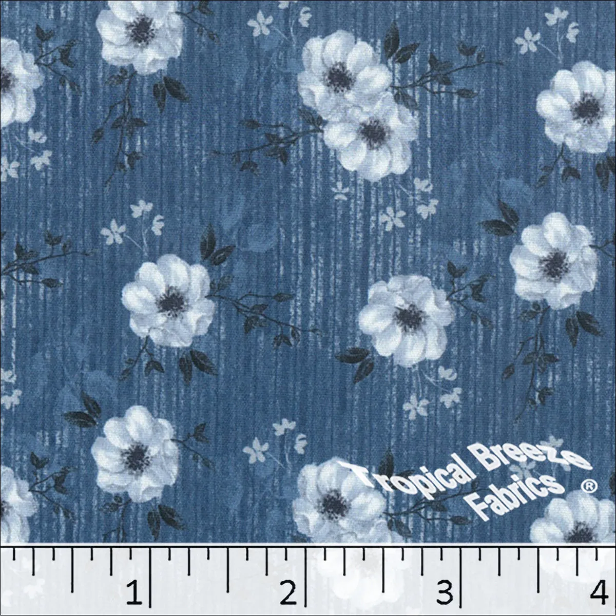 Crinkle Creme Floral Print Polyester Fabric 042511