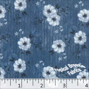 Crinkle Creme Floral Print Polyester Fabric 042511