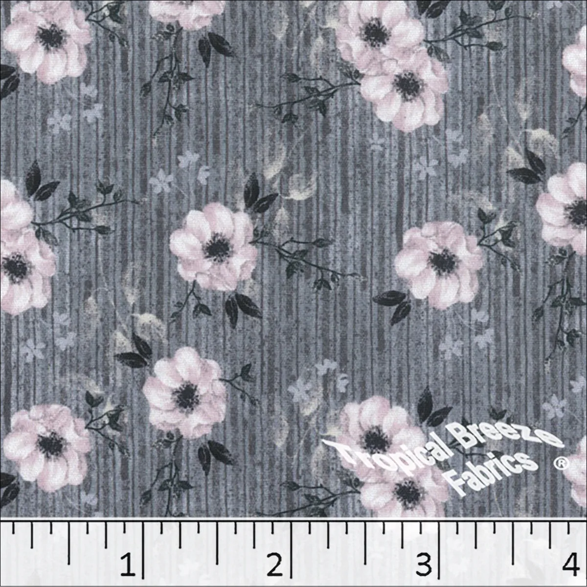 Crinkle Creme Floral Print Polyester Fabric 042511