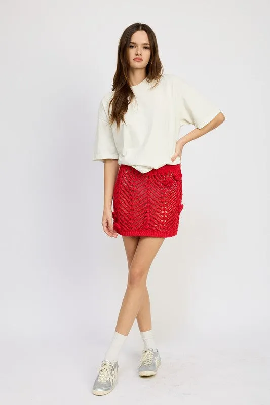Crochet Mini Skirt With Rosette Detail