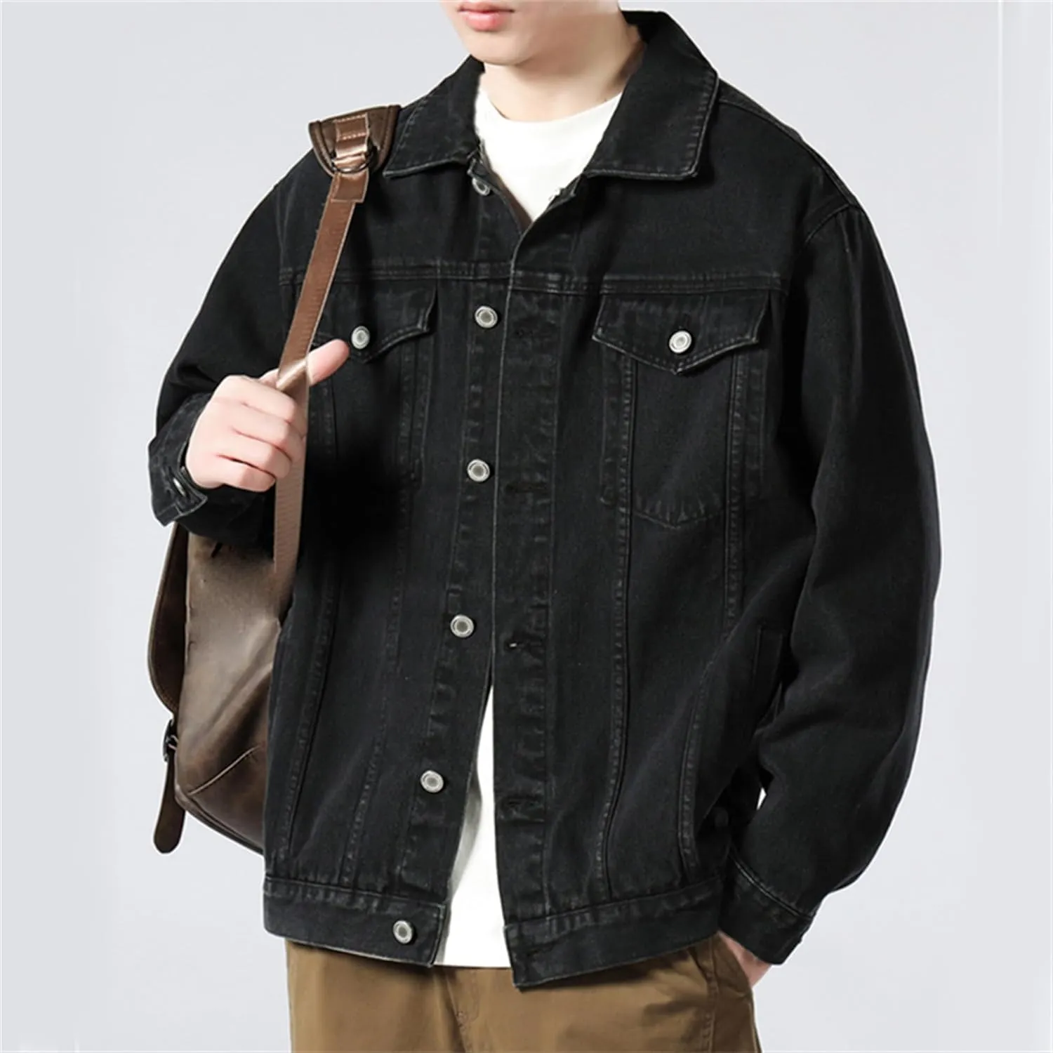 Cromoncent Mens Denim Jackets Cowboy Cut Western Classic Vintage Trucker Jacket