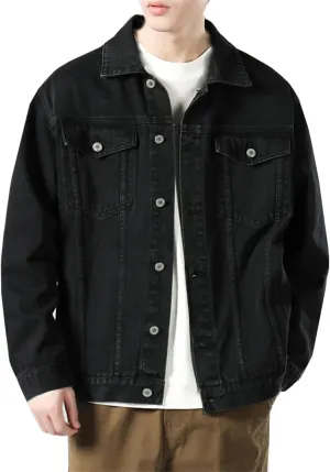Cromoncent Mens Denim Jackets Cowboy Cut Western Classic Vintage Trucker Jacket