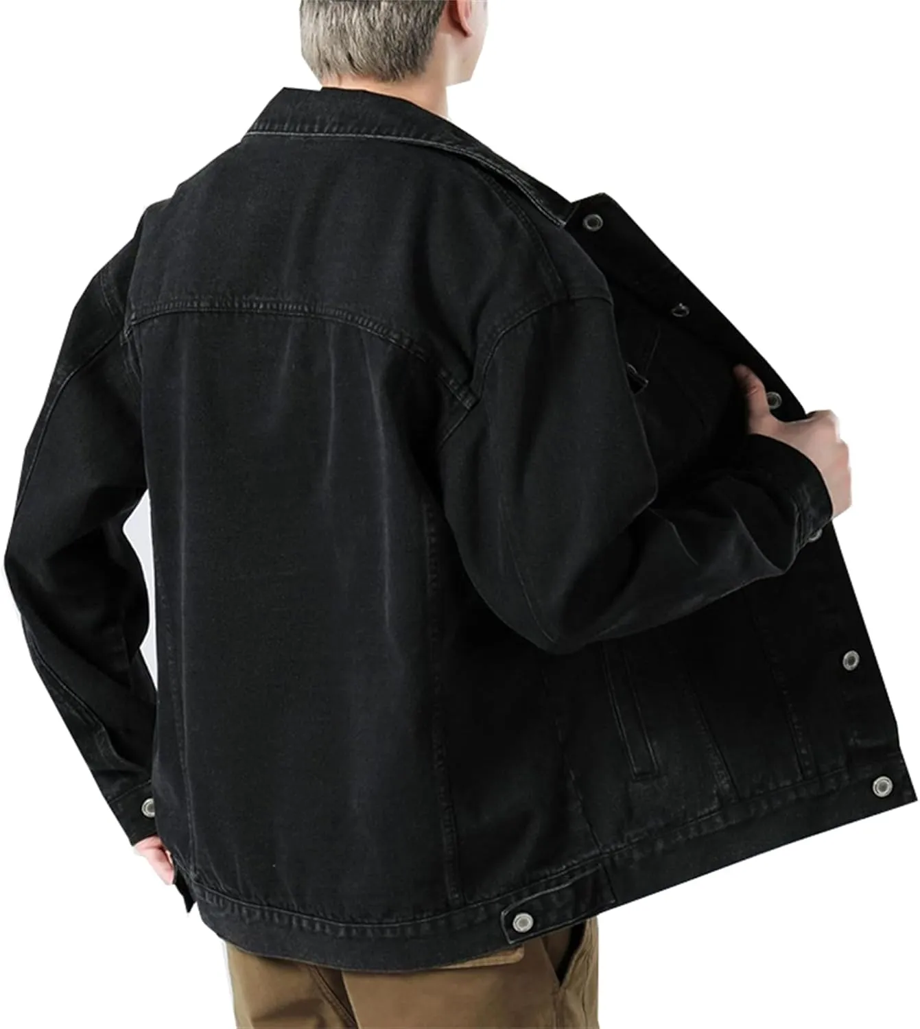 Cromoncent Mens Denim Jackets Cowboy Cut Western Classic Vintage Trucker Jacket