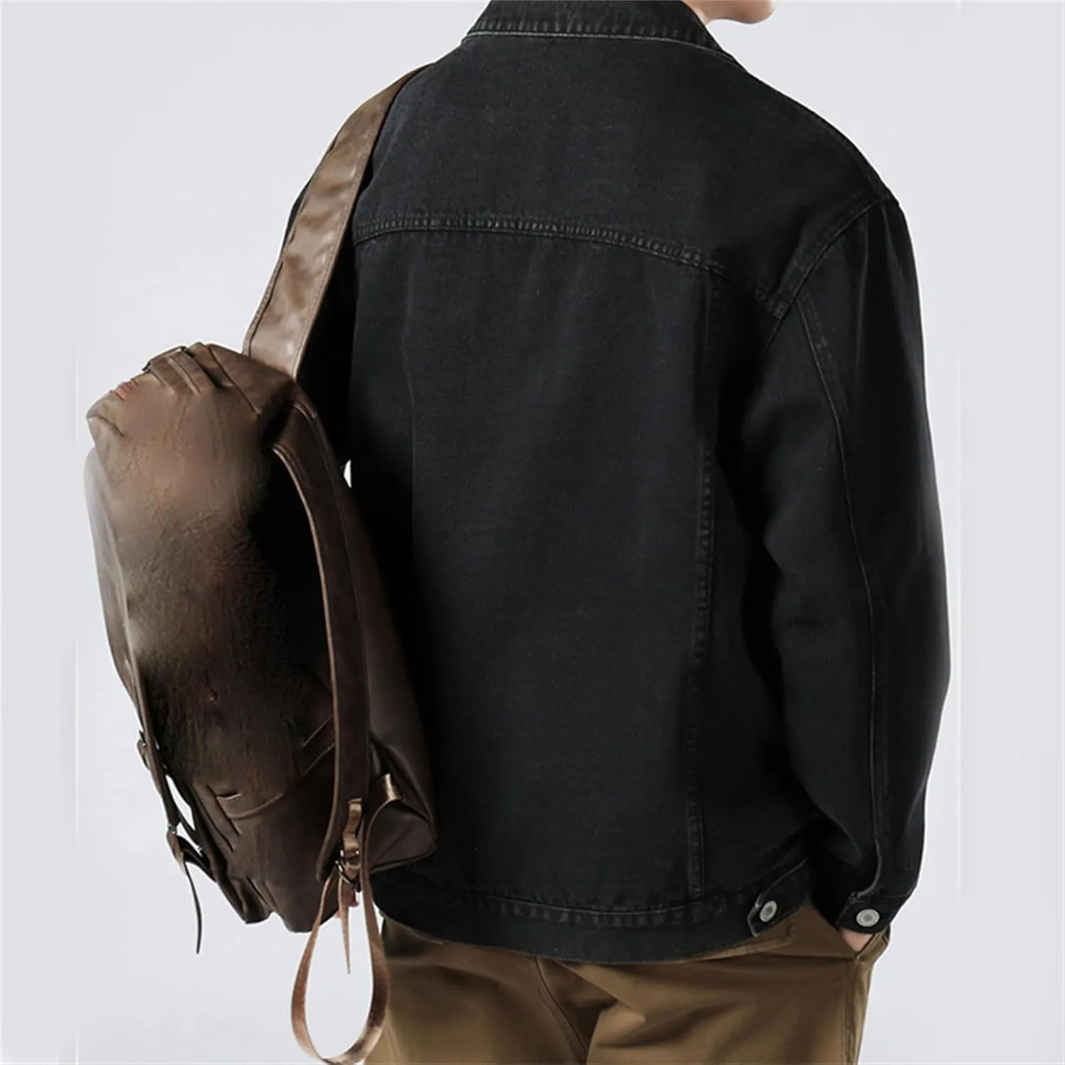 Cromoncent Mens Denim Jackets Cowboy Cut Western Classic Vintage Trucker Jacket