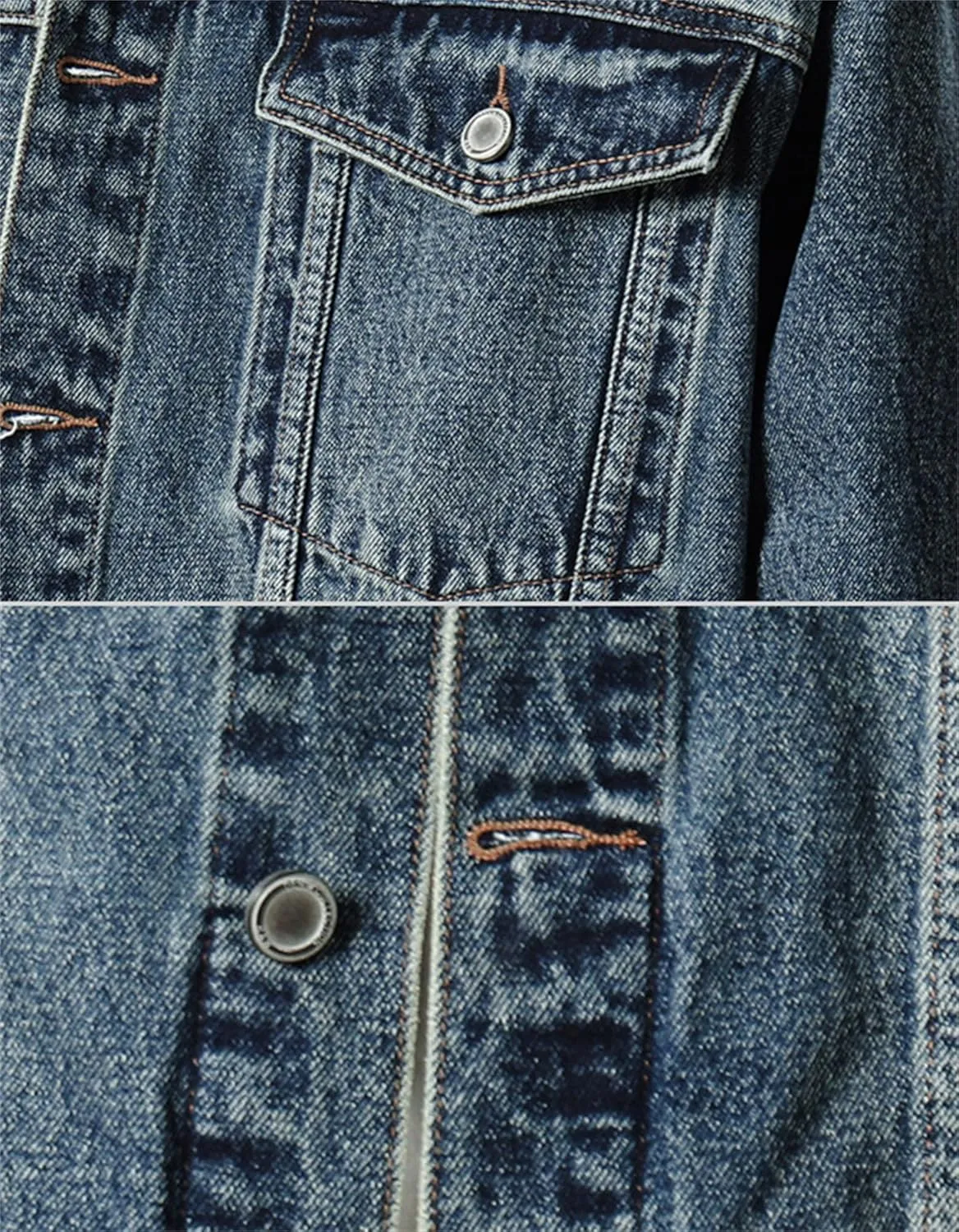 Cromoncent Mens Denim Jackets Cowboy Cut Western Classic Vintage Trucker Jacket