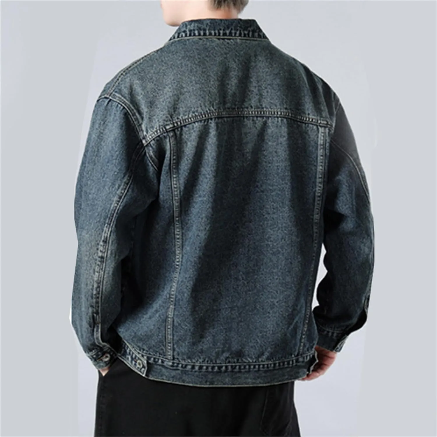 Cromoncent Mens Denim Jackets Cowboy Cut Western Classic Vintage Trucker Jacket