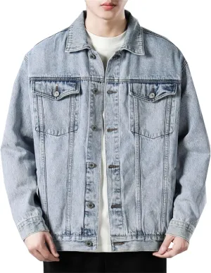 Cromoncent Mens Denim Jackets Cowboy Cut Western Classic Vintage Trucker Jacket