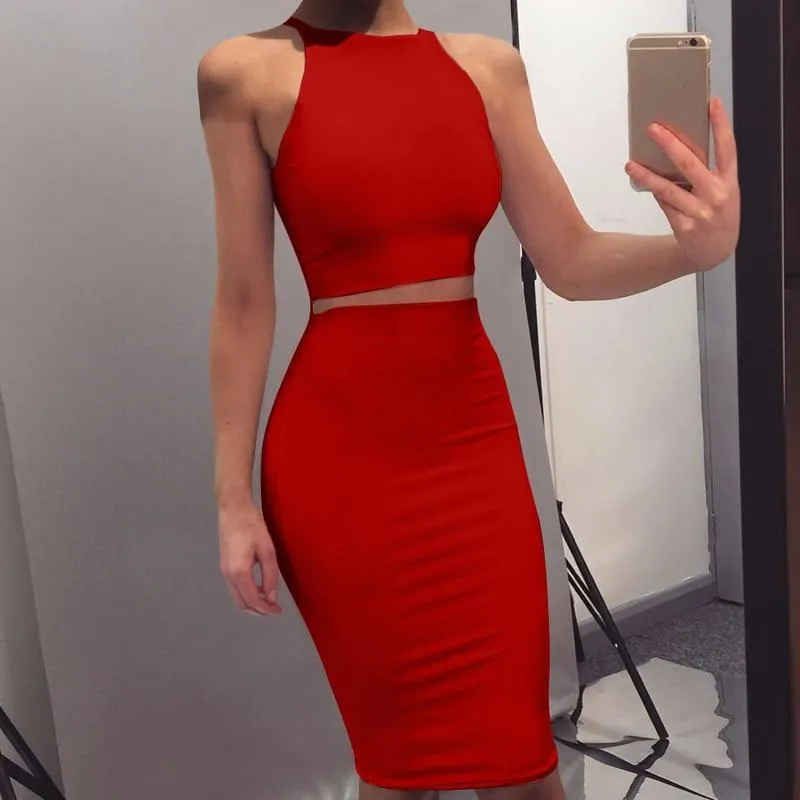 Crop Top and Skirt Two Pieces Dress Set Yellow Club Summer Outfit Sexy Clothes for Women Matching Sets