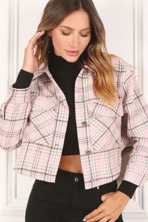 Cropped Pink Plaid Jacket