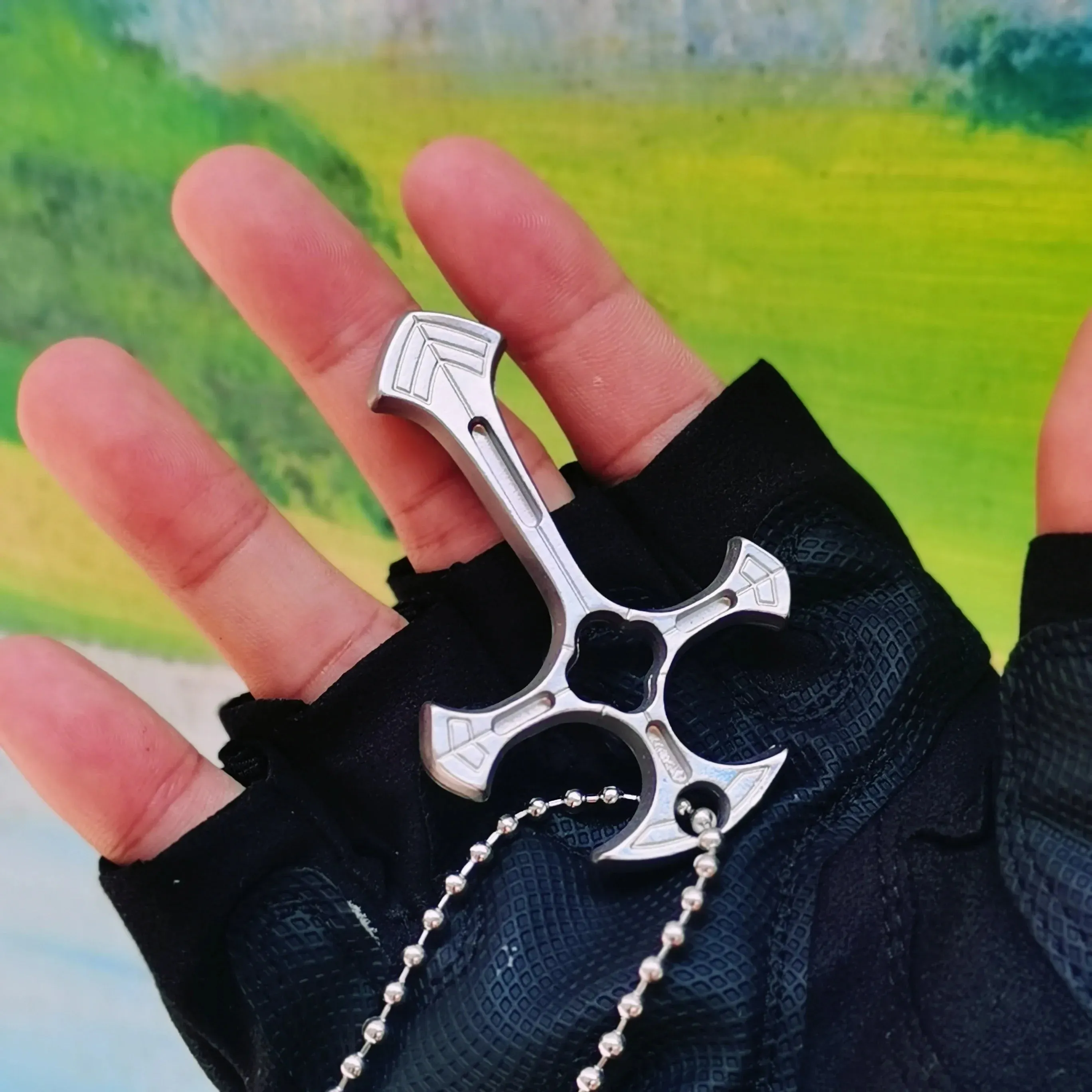 Cross Handheld Self Defense Knuckles Keychain