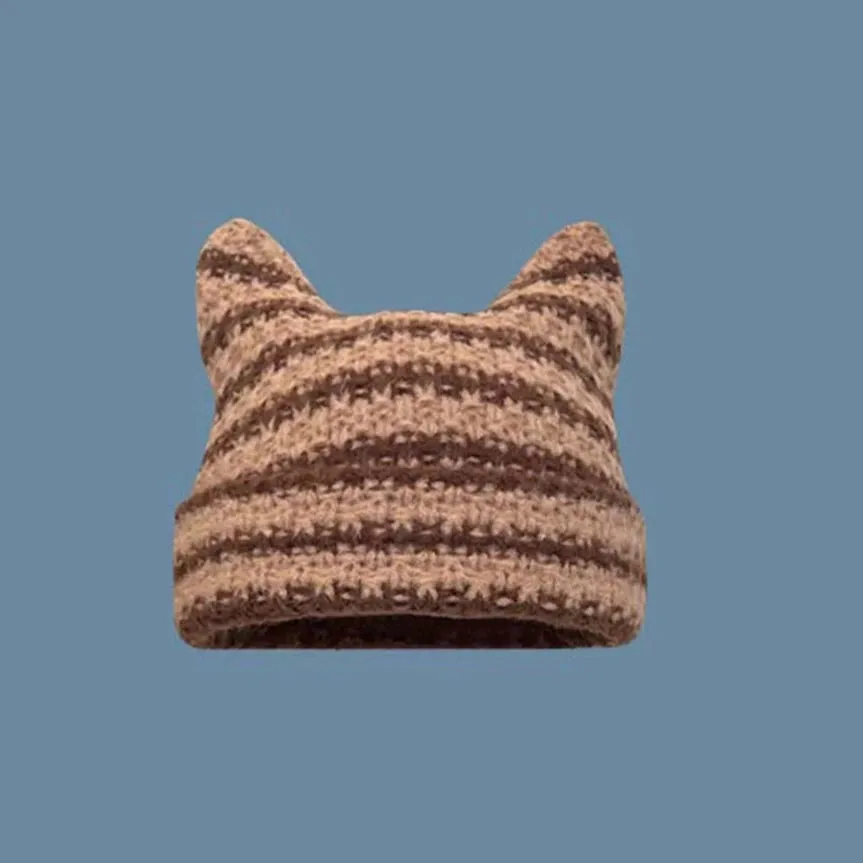 Custom Little Devil Striped Knitted Wool Hat