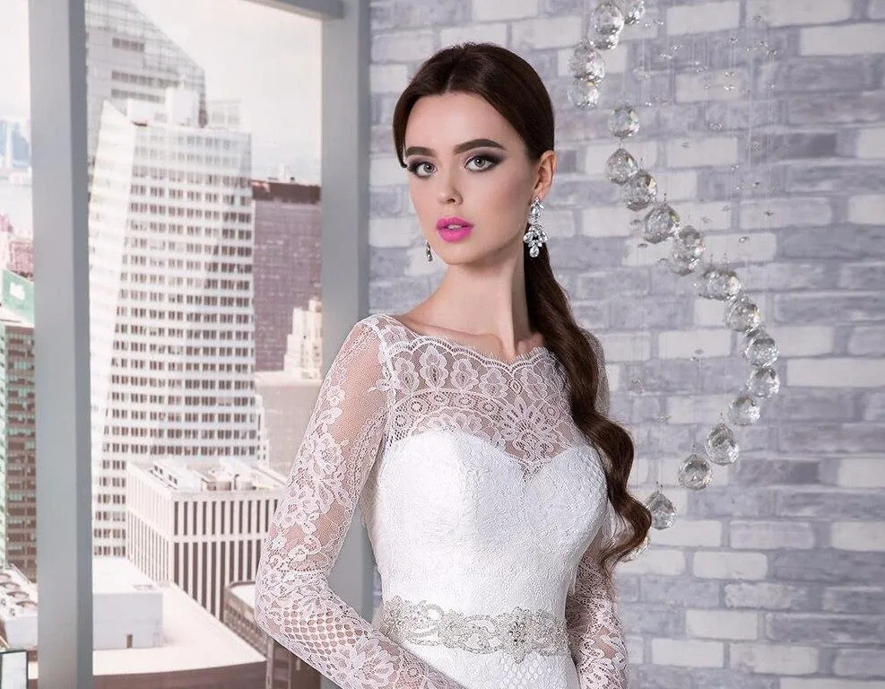 Custom Made  Beading Crystal Lace Mermaid Wedding Dresses