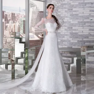 Custom Made  Beading Crystal Lace Mermaid Wedding Dresses