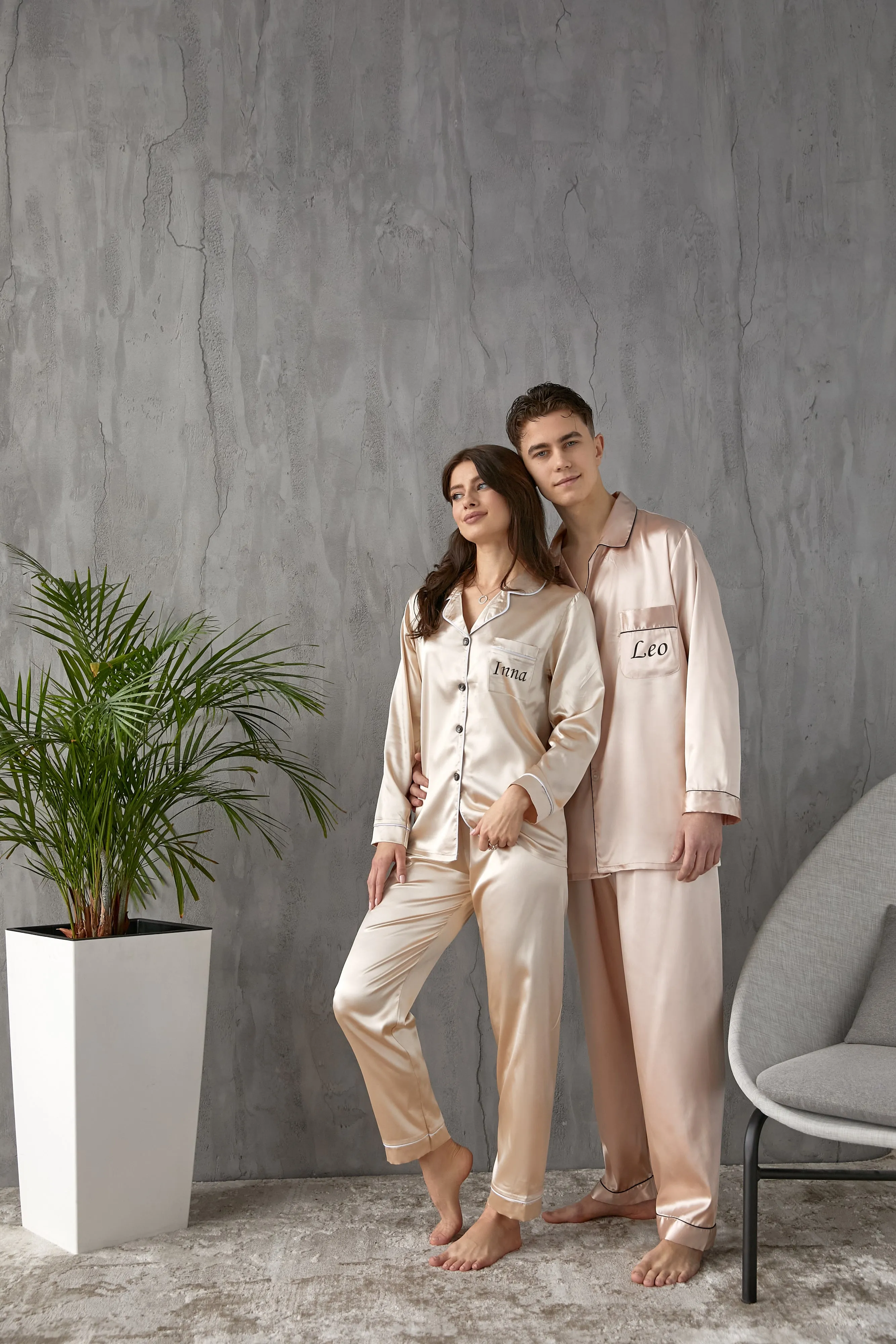 Custom Satin Pajama for Men, Holiday pajama - L L