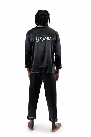 Custom Satin Pajama for Men, Holiday pajama - L L