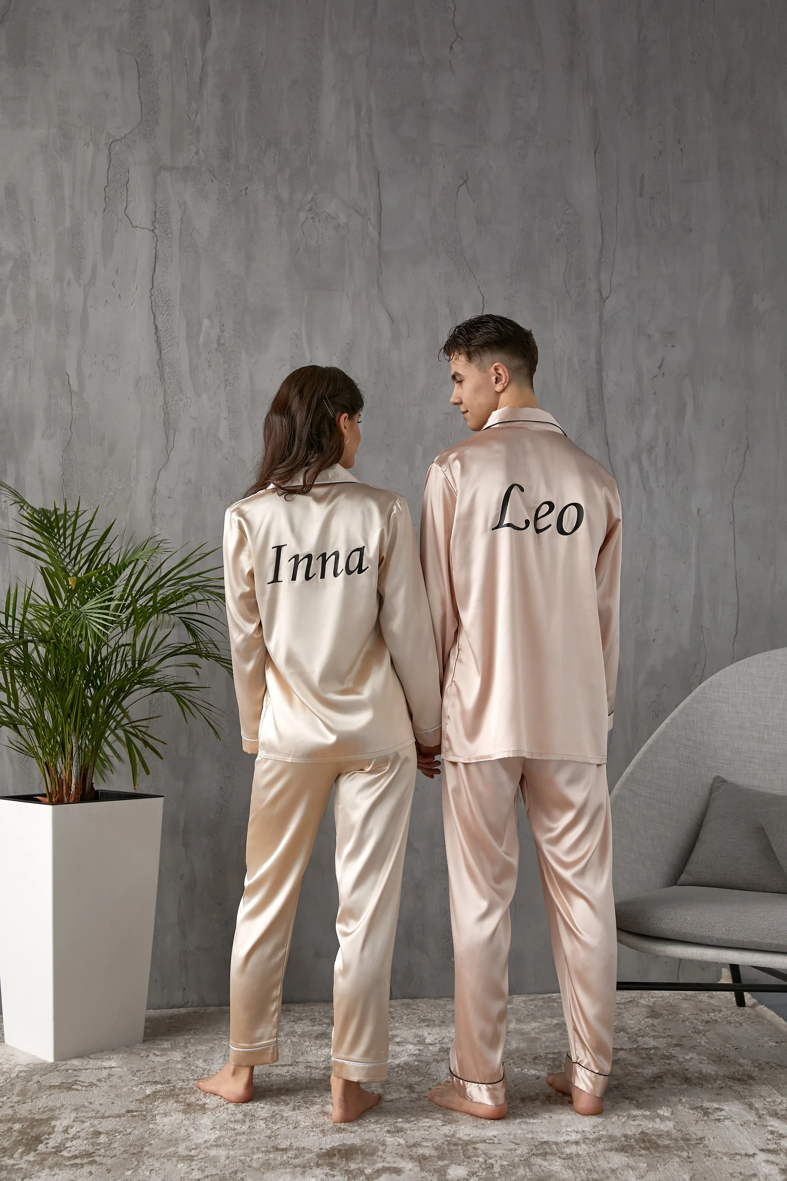 Custom Satin Pajama for Men, Holiday pajama - L L