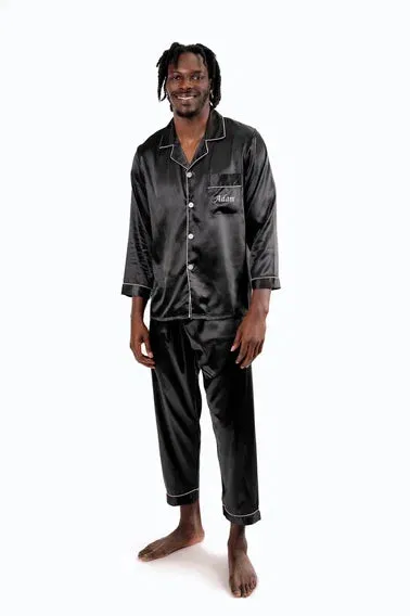 Custom Satin Pajama for Men, Holiday pajama - L L