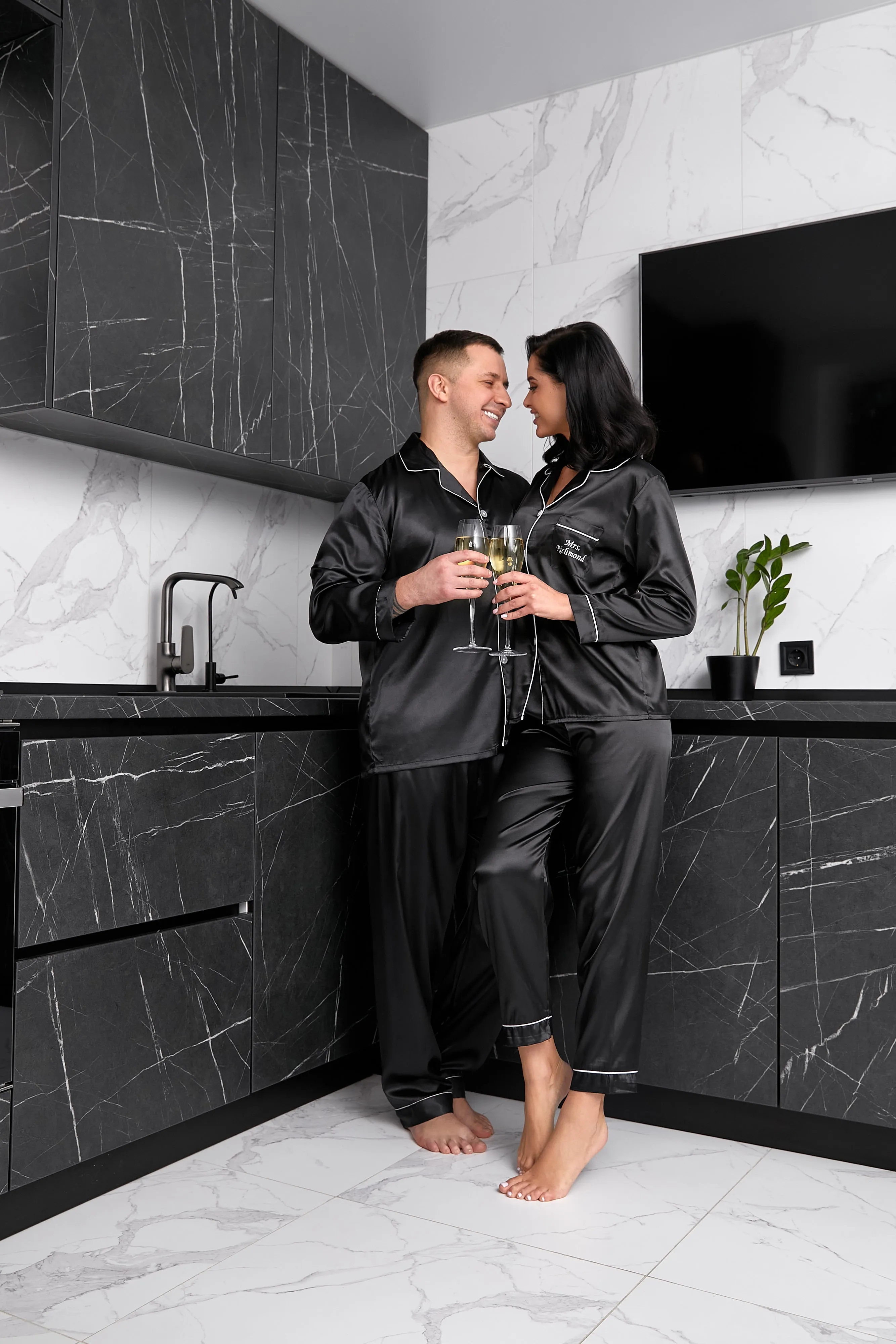 Custom Satin Pajama for Men, Holiday pajama - L L