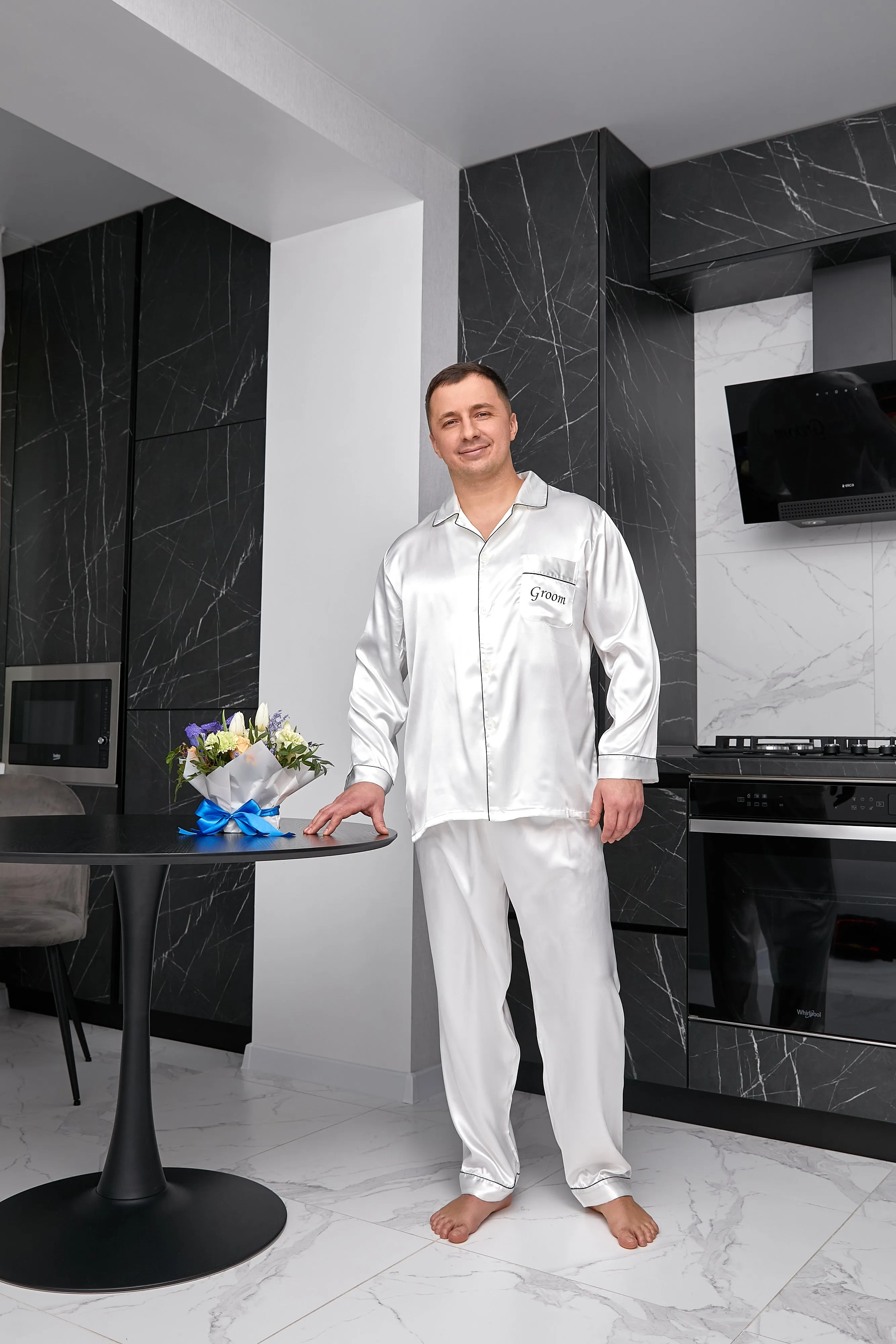 Custom Satin Pajama for Men, Holiday pajama - L L