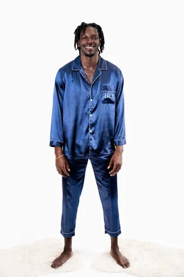 Custom Satin Pajama for Men, Holiday pajama - L L