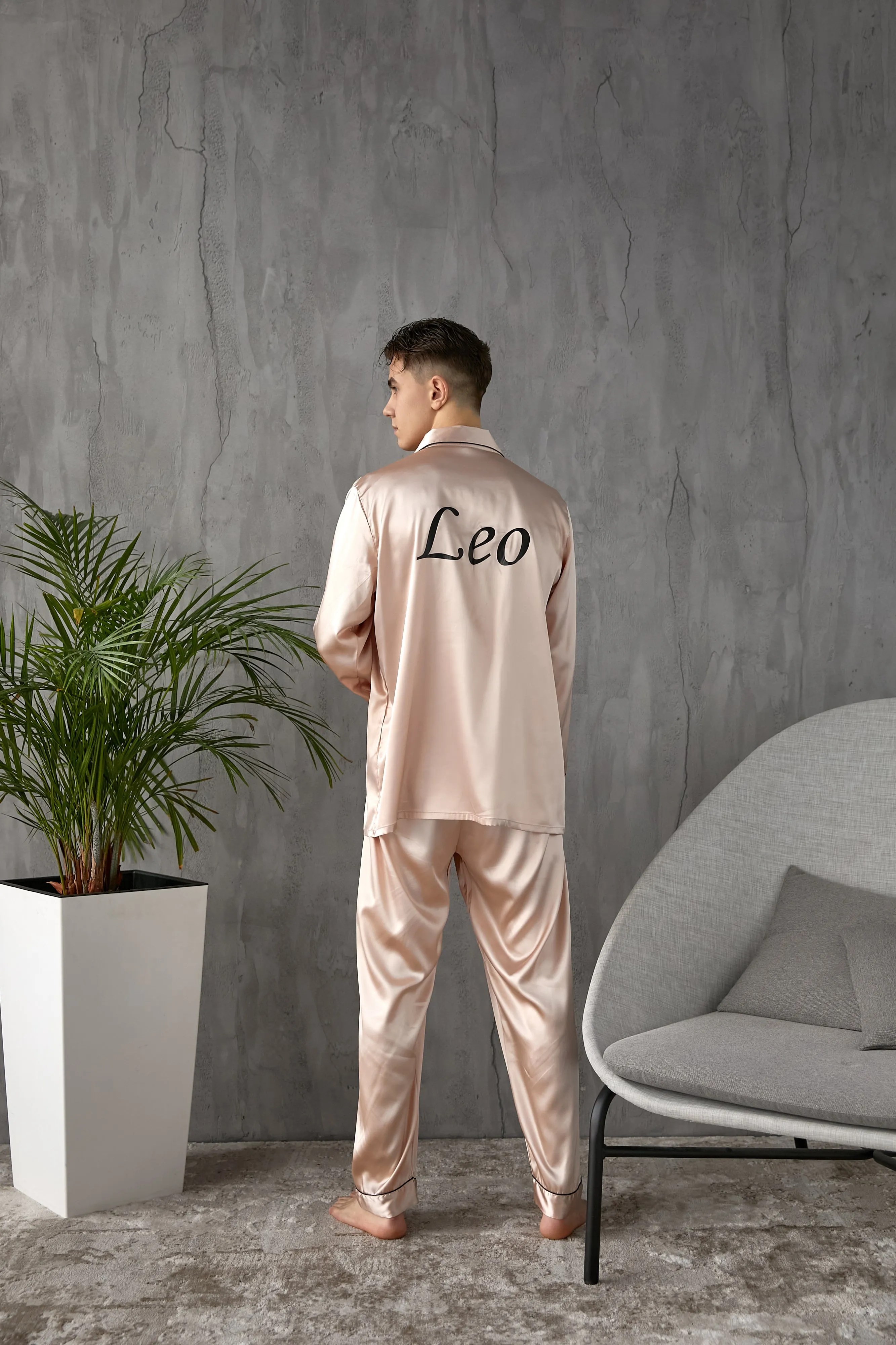 Custom Satin Pajama for Men, Holiday pajama - L L