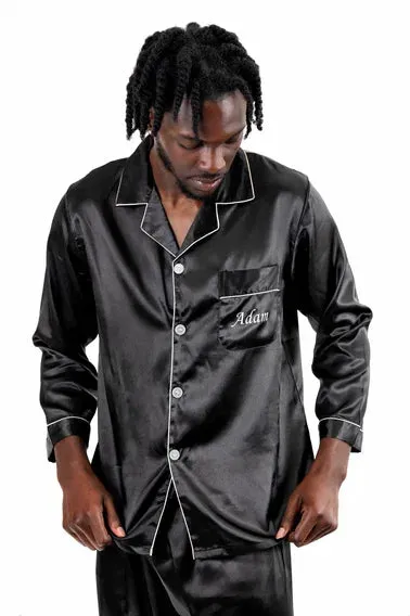 Custom Satin Pajama for Men, Holiday pajama - L L