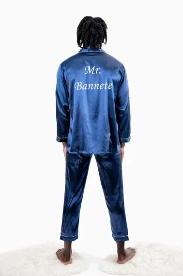 Custom Satin Pajama for Men, Holiday pajama - L L