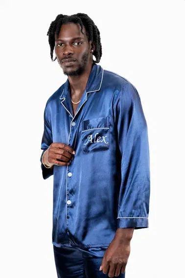 Custom Satin Pajama for Men, Holiday pajama - L L