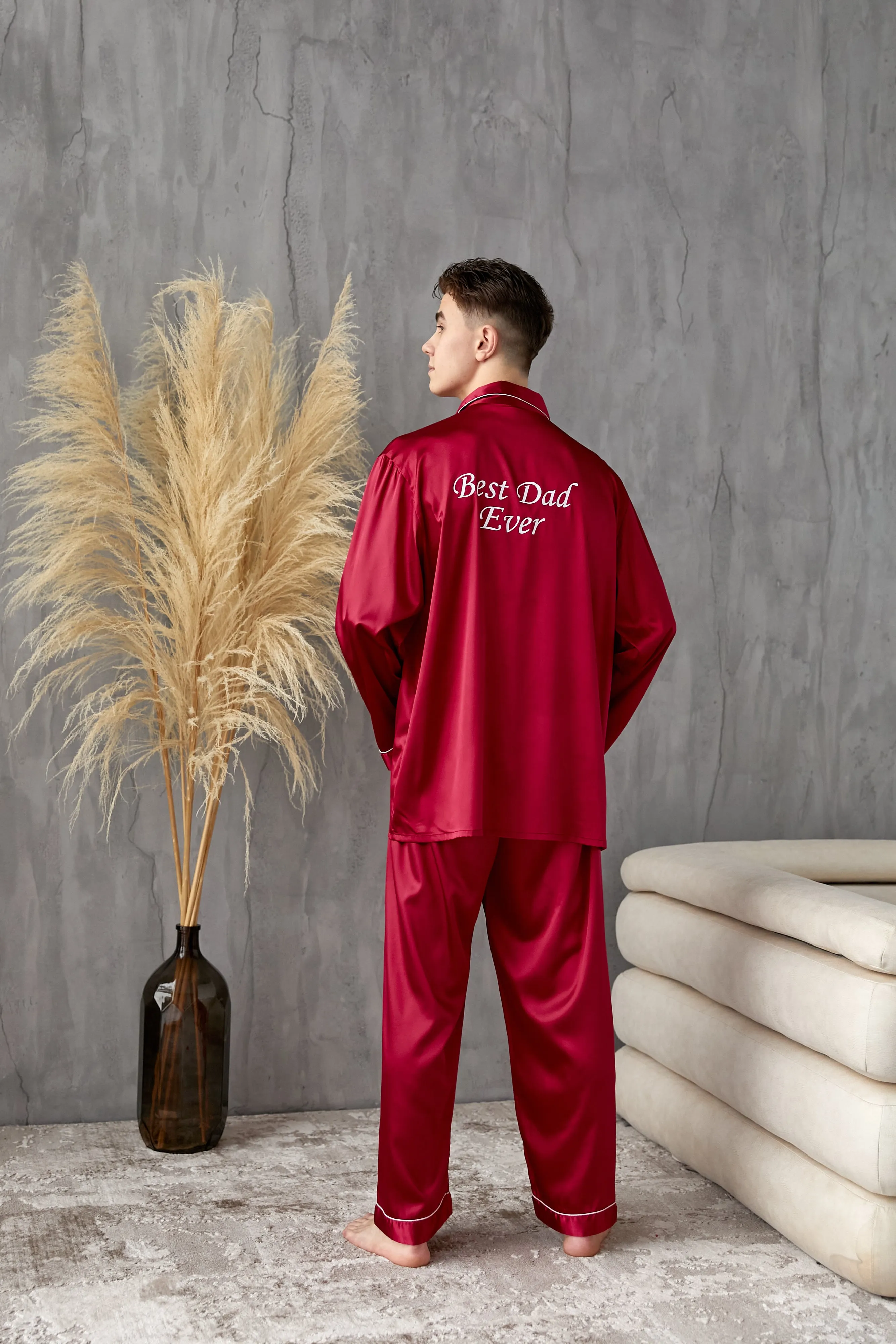 Custom Satin Pajama for Men, Holiday pajama - L L