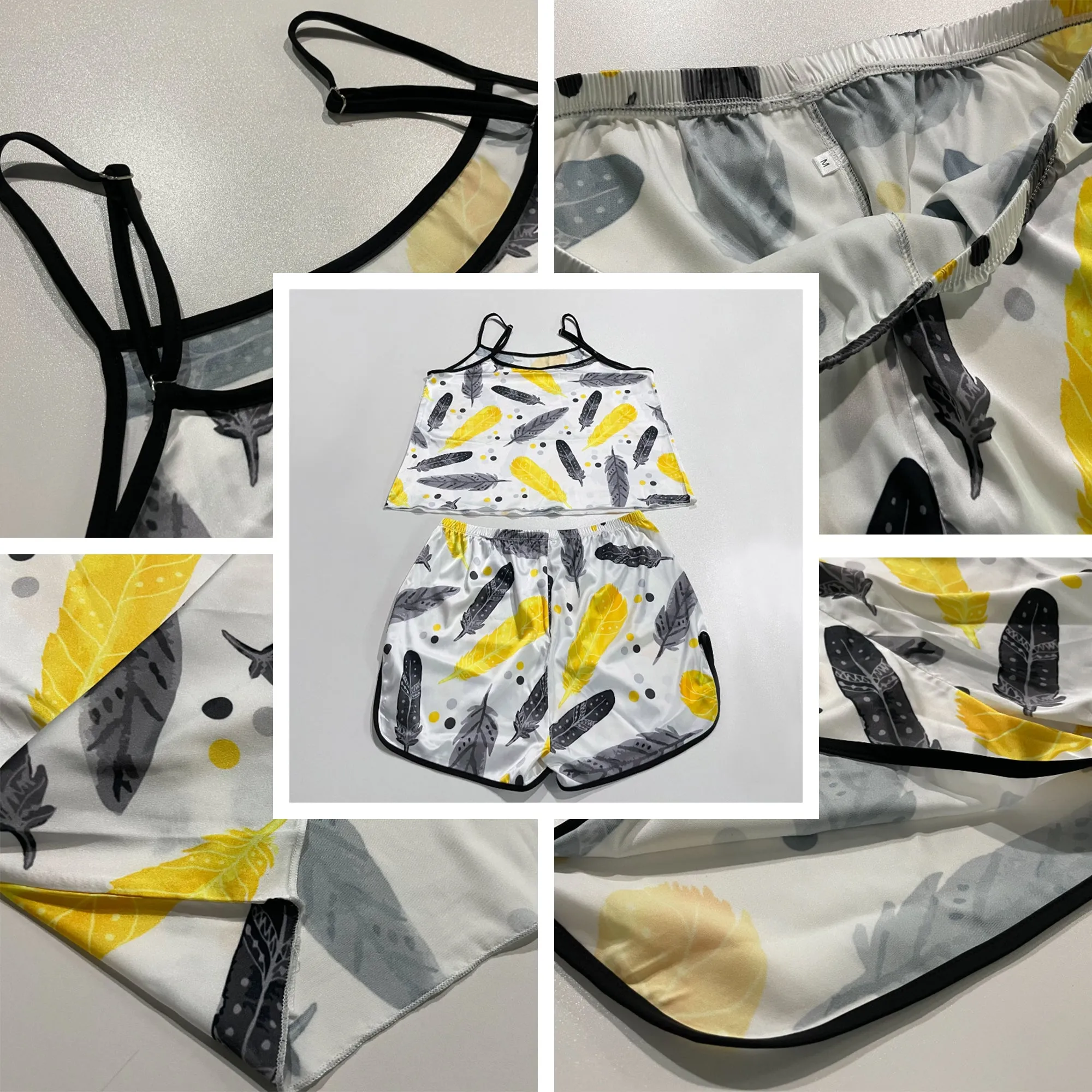 Custom Women's Spaghetti Strap Cami Short Pajama Sets with face Best gifts for her wife mom 8 Designs