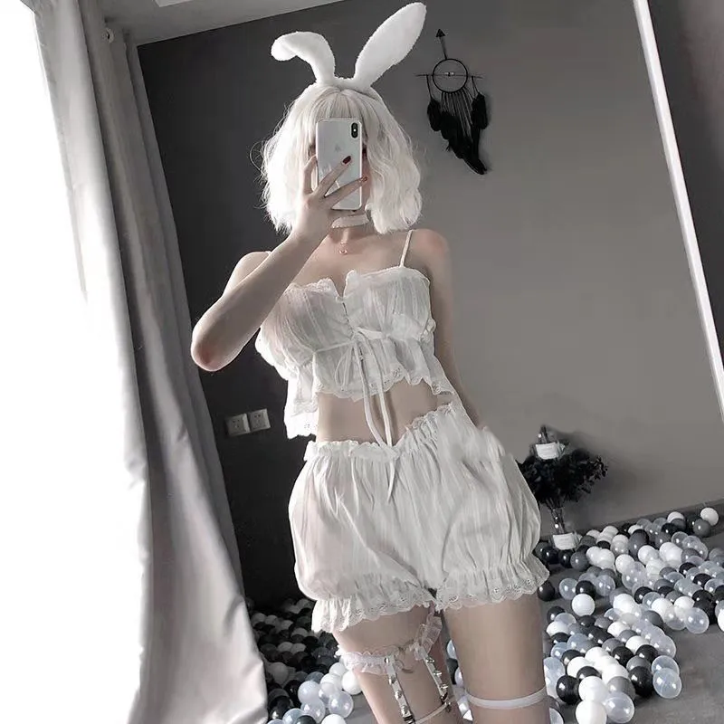 Cute Lace Top   Shorts Pajamas Two-Piece AD10403
