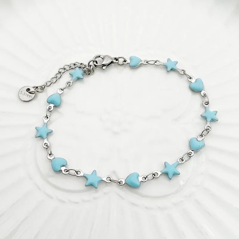 Cute Sweet Star Stainless Steel Enamel Bracelets