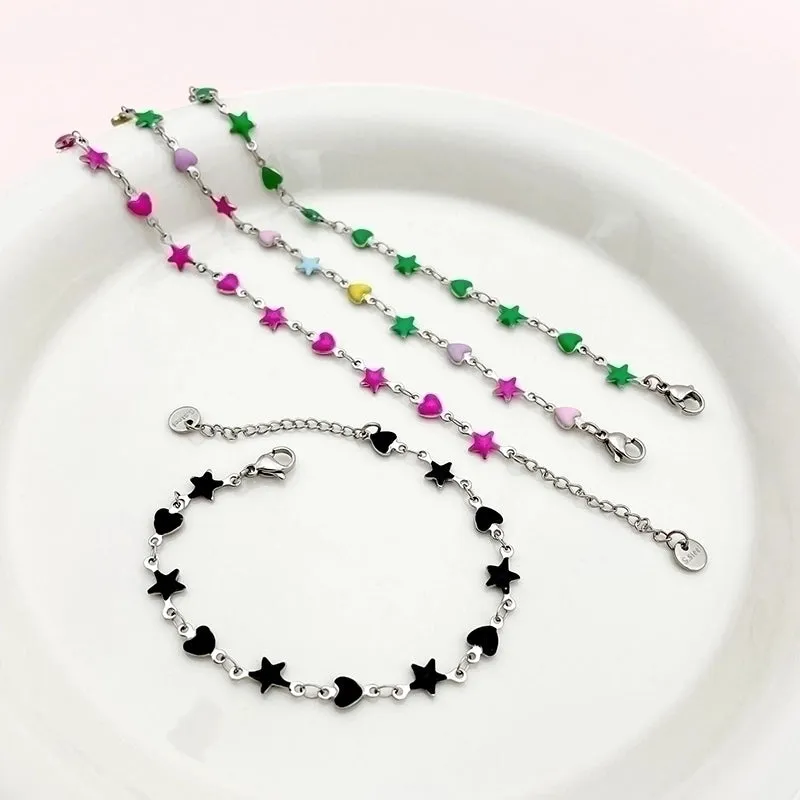 Cute Sweet Star Stainless Steel Enamel Bracelets
