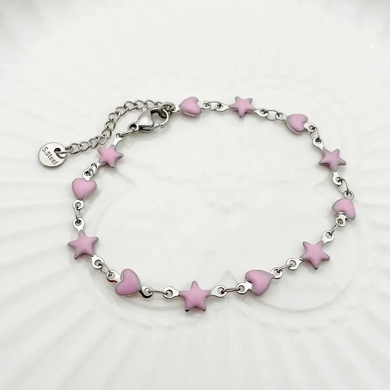 Cute Sweet Star Stainless Steel Enamel Bracelets