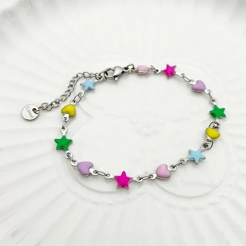 Cute Sweet Star Stainless Steel Enamel Bracelets