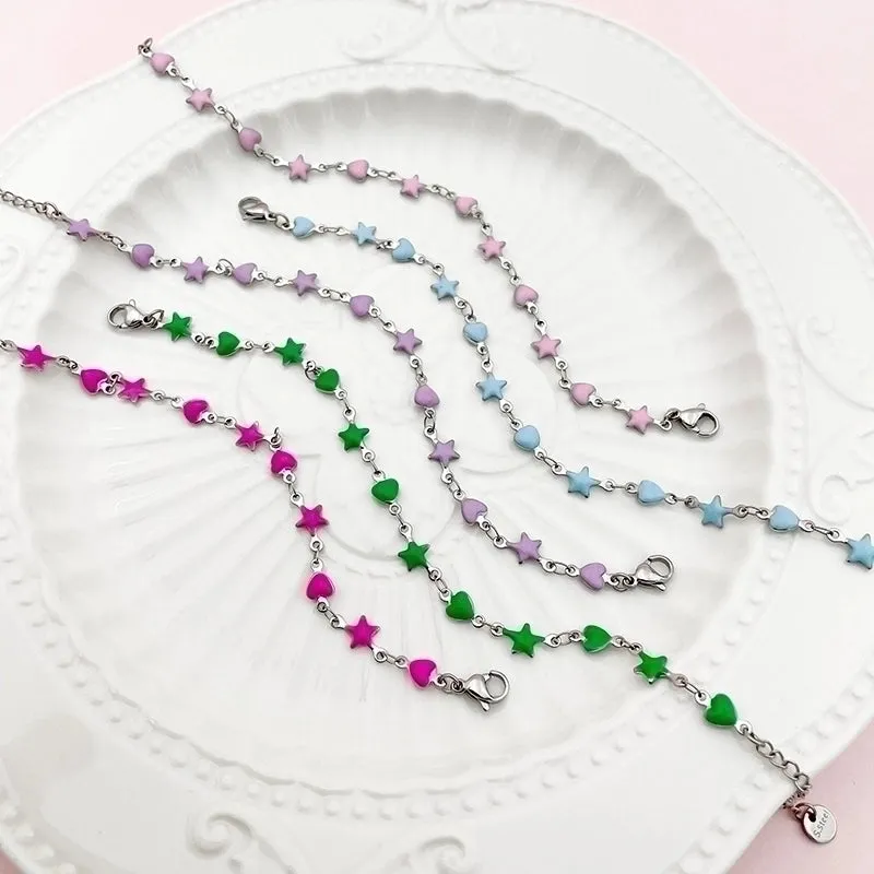 Cute Sweet Star Stainless Steel Enamel Bracelets